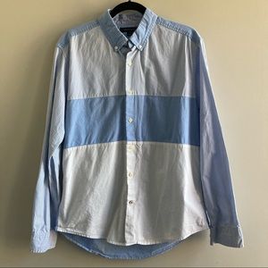 Tommy Hilfiger Color Y2K Block Stripe Blue Shirt Large